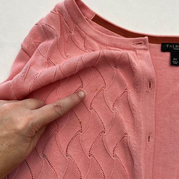 Talbots Sweater Twinset Cardigan Shell Pink Cotton Blend Womens 2X Preppy - Picture 3 of 9
